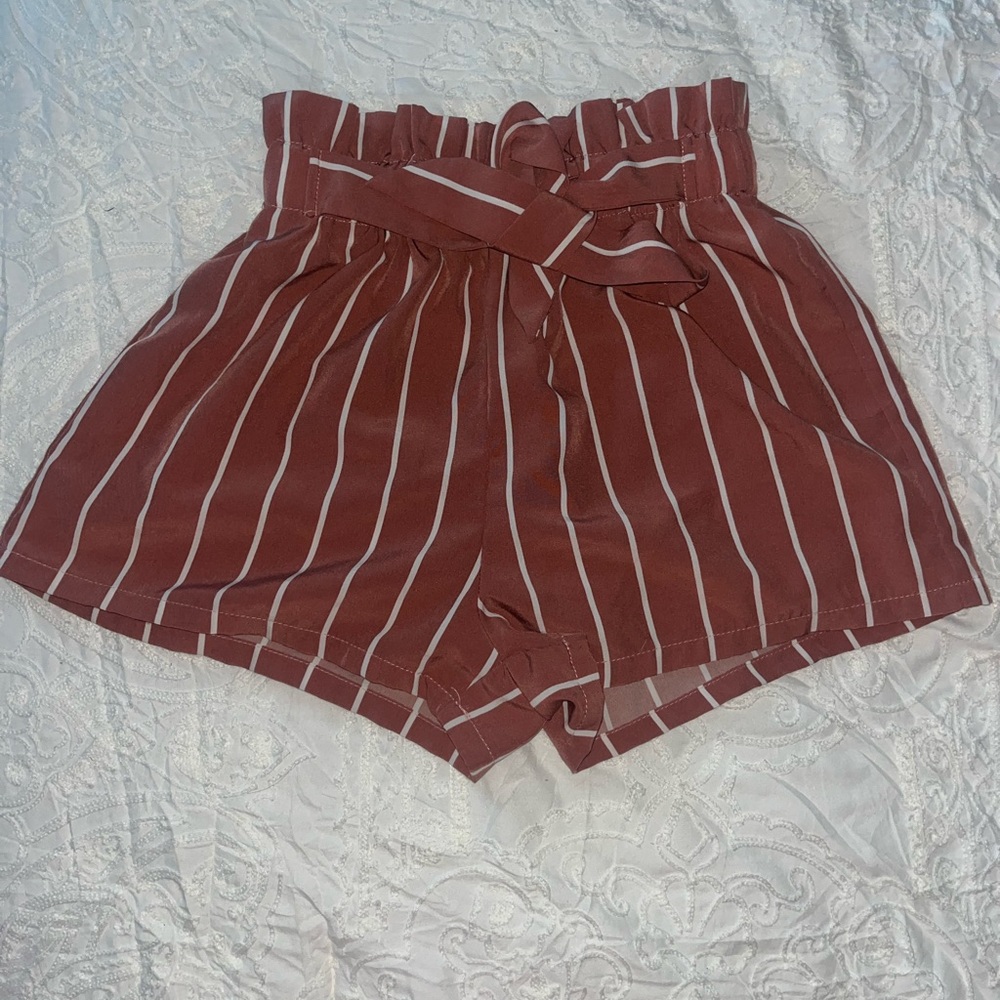 SHEIN pink Striped High-Waist Shorts